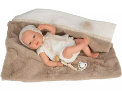 Bambola Reborn Jade 38cm con copertina marrone