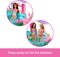 Barbie Piscina Dei Sogni, Playset Con Scivolo E Vasca Idromassaggio, Oltre 20 Accessori Come Cuccioli, Galleggianti E Molto Altro