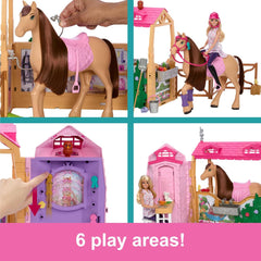 Barbie Ranch Dei Sogni Playset con Cavallo, 6 aree di gioco e 25 accessori