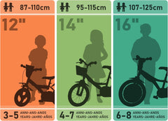 Bici per bambino Raptor 14 con doppi freni, telaio e ruote in acciaio