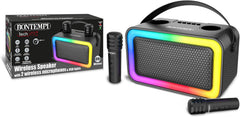 Cassa Wireless con 2 Microfoni Senza Filo, Radio, RGB