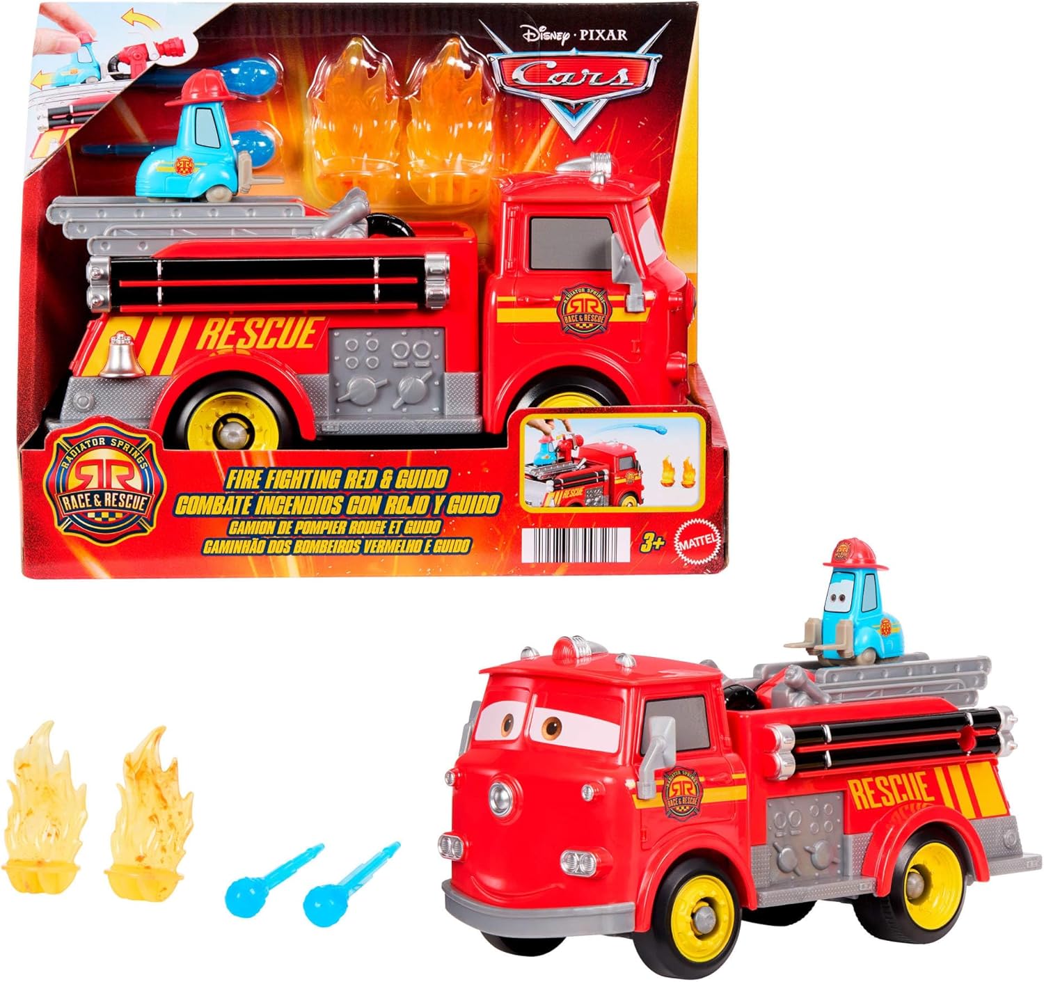 Disney Pixar Cars - Sfreccia E Soccorri Set Camion Pompieri Red e Guido