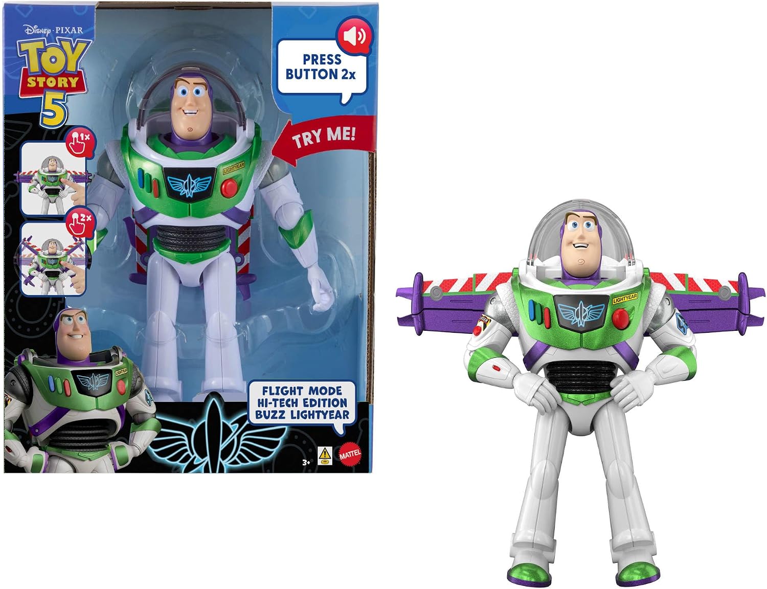 Disney Pixar Toy Story 5 - Buzz Lightyear Hi-Tech con modalità volo e oltre 35 suoni