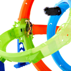 Hot Wheels - Set Pista del Mega Ciclone con due giri della morte e macchinina