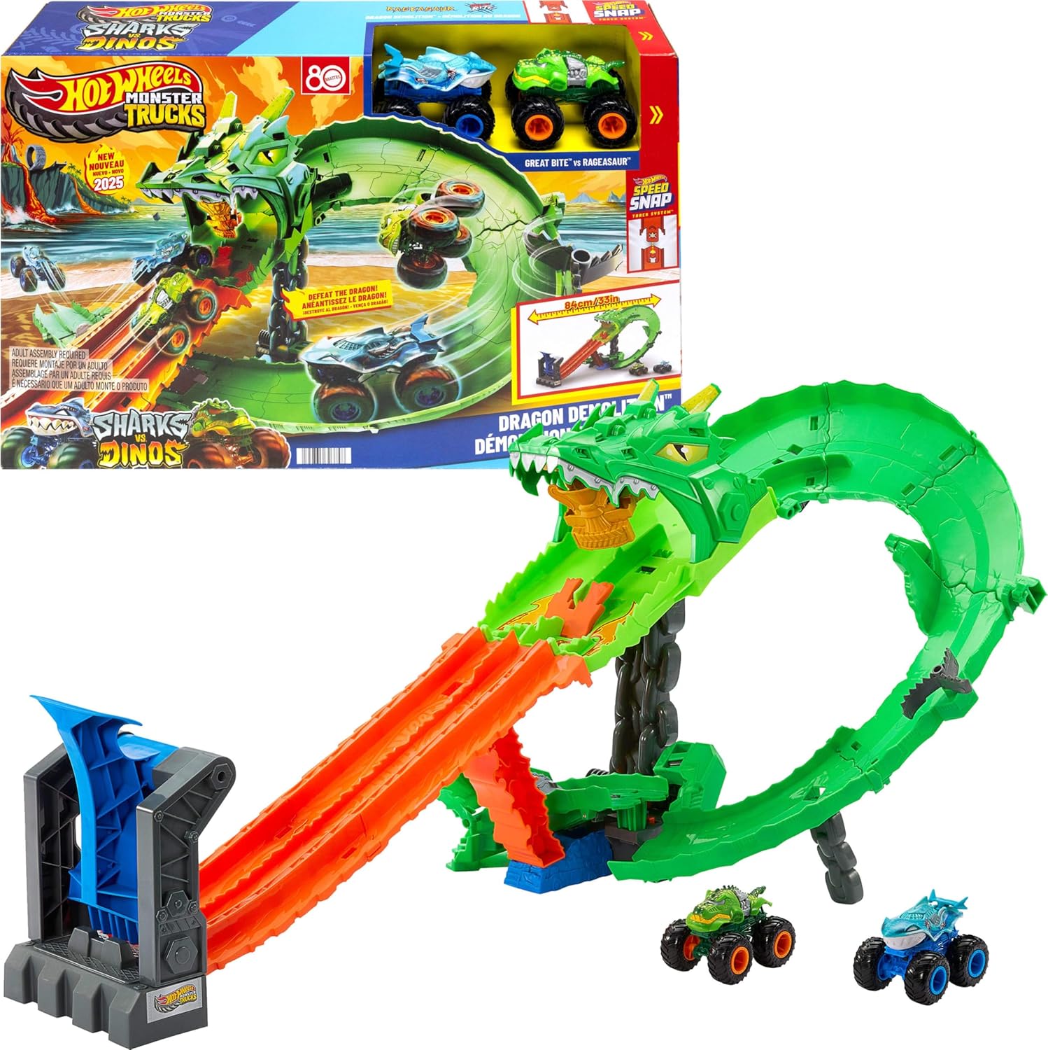 Hot Wheels Monster Truck - Set Pista Demolizione del Drago