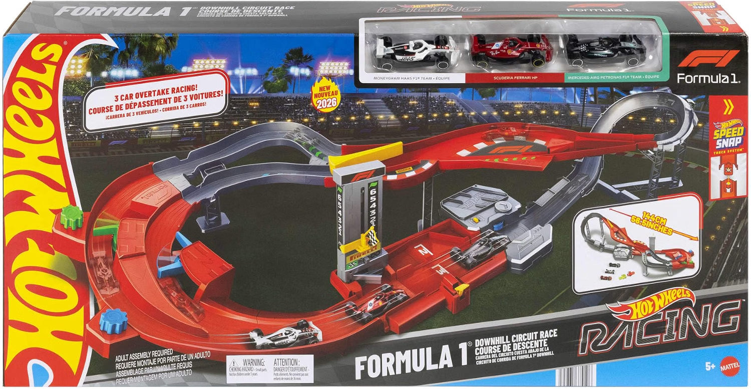 Hot Wheels Racing - Super Circuito Formula 1 con tre Monoposto con contatore di giri per una vera gara