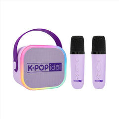 K-Pop Idol - Karaoke Party Speaker Cassa con 2 Microfoni Wireless e Illuminazione LED