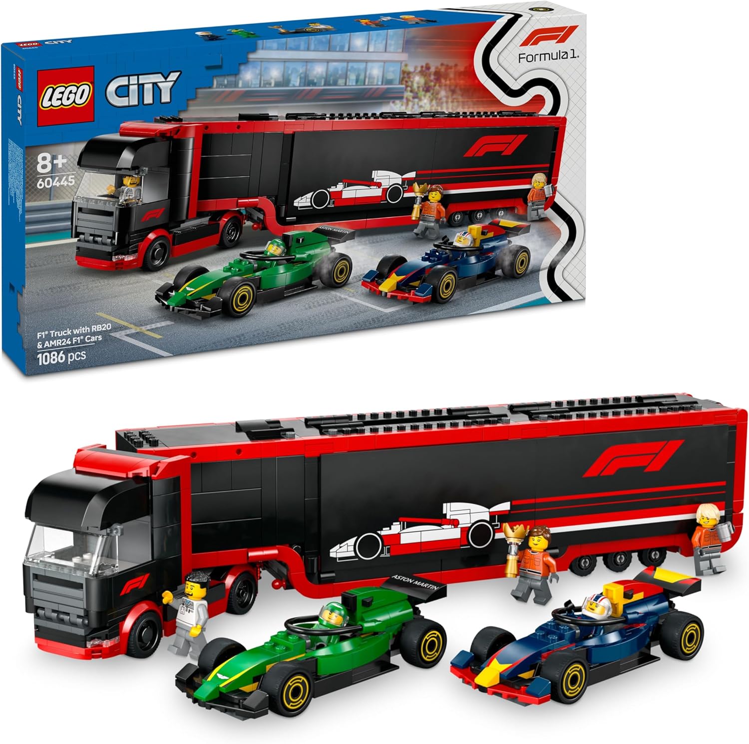 Lego City - Autotrasportatore F1 con monoposto RB20 e AMR24 F1 60445