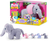 Pets Alive - Mommy Elephant and Baby Surprise Peluche interattivo con sorpresa cuccioli