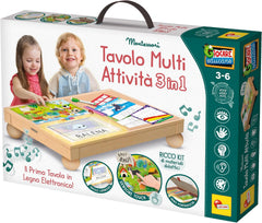 Tavolino Multi Attività 3 in 1 in Legno Elettronico Montessori