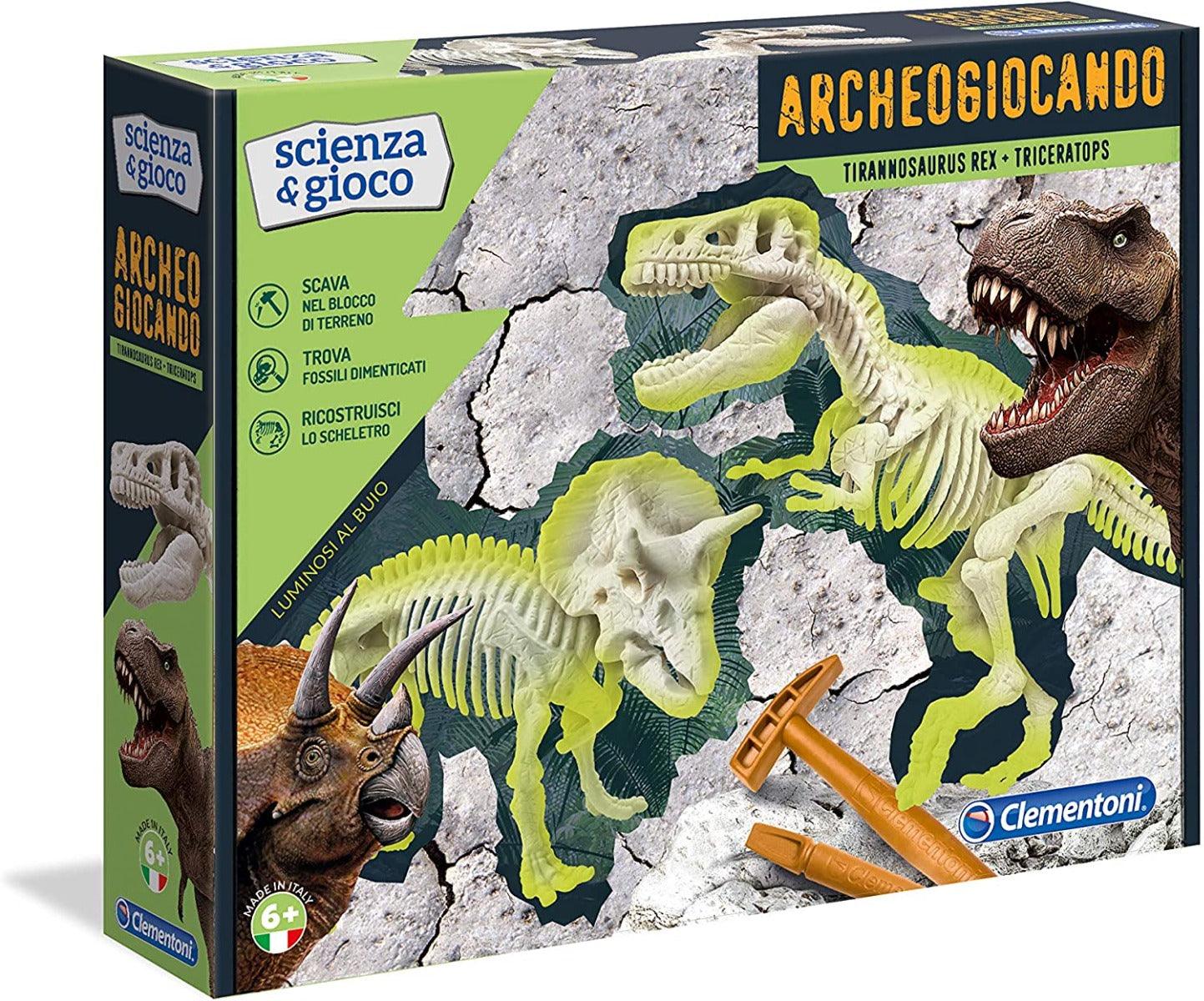 Clementoni - Archeogiocando T-Rex & Triceratopo