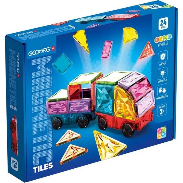 Geomag - Costruzioni magnetiche Magnetic Tiles Vehicles 24 pezzi