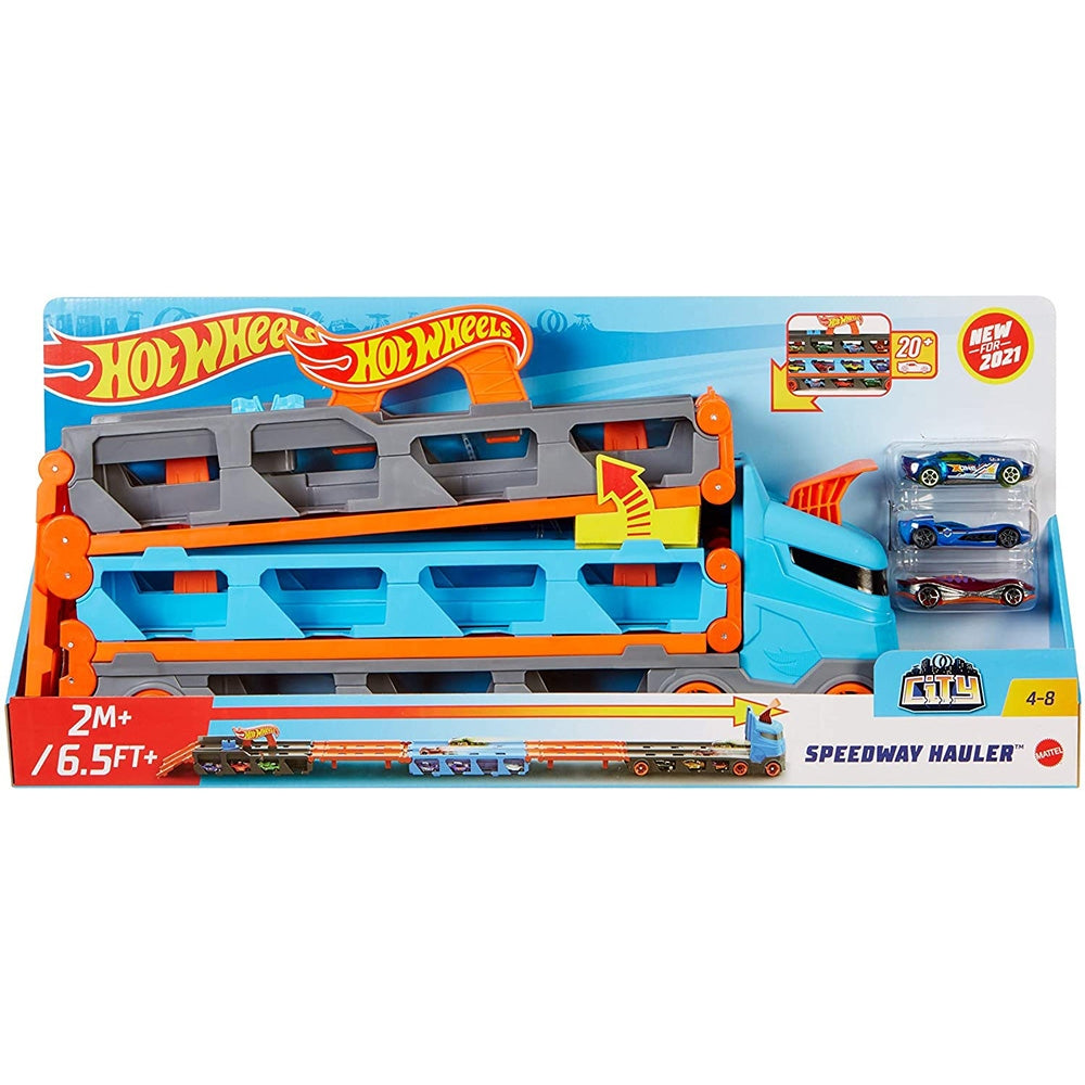 Hot Wheels - Camion 2 in 1 Trasportatore e Pista 