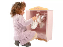 Armadio per bambole bambini Nature con cassetti e grucce