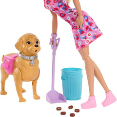 Barbie - Set Cagnolina Cammina e fa Pupù con bambola, cucciolo e accessori