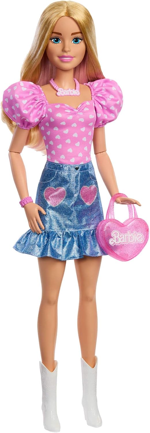 Barbie Bambola con Accessori e Abiti Rimovibili, Collana e Borsetta 71 cm