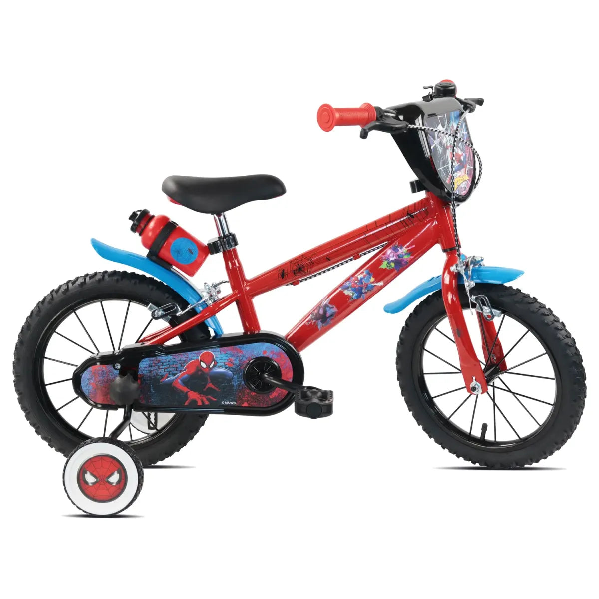 Bici per bambino Marvel Spiderman 14 pollici con telaio in acciaio e doppi freni 