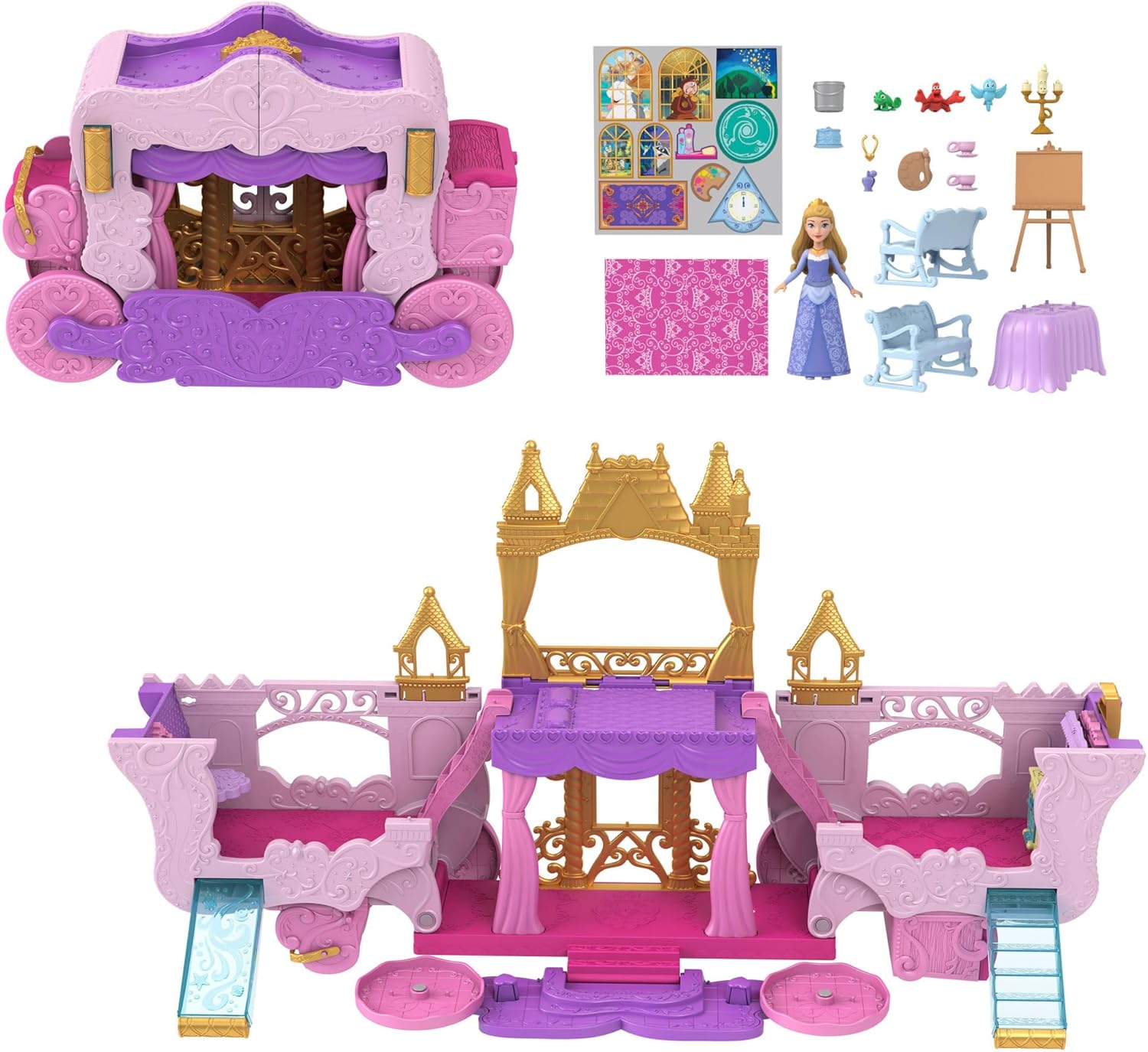 Disney Princess - Playset 2 In 1 Castello Carrozza Trasformabile