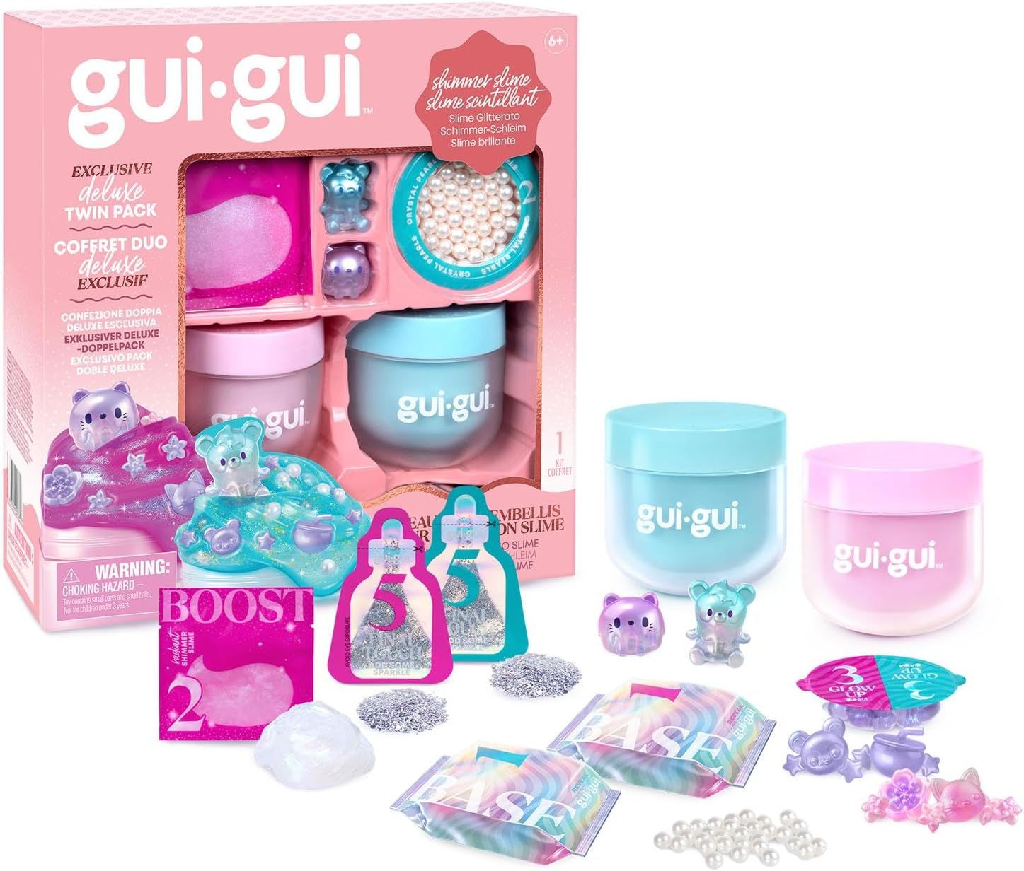 Gui Gui Exclusive Deluxe Twin Pack Slime glitterato con decorazioni 