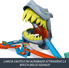 Hot Wheels City - Playset Pista Attacco del Mega Squalo in Spiagga