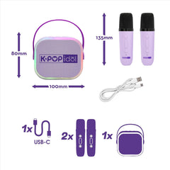 K-Pop Idol - Karaoke Party Speaker Cassa con 2 Microfoni Wireless e Illuminazione LED