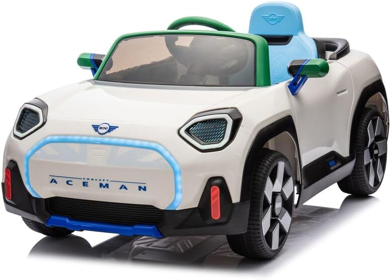 Macchina Mini Aceman 12V per bambini con Batteria al Litio Radiocomandata Bianca
