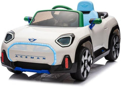 Macchina Mini Aceman 12V per bambini con Batteria al Litio Radiocomandata Bianca