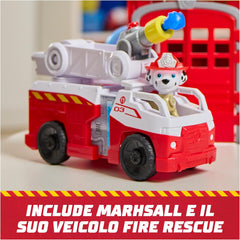 Paw Patrol Fire Rescue - Stazione dei Pompieri con Marshall e Camion