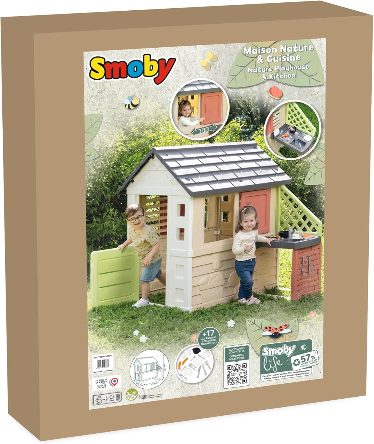 Casetta Gioco Smoby Jura Lodge Green - In Plastica Riciclata, Con Finestre E Mangiatoia Uccelli, Da 2 Anni - Foto 4