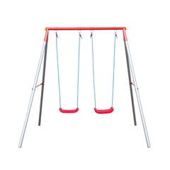 Altalena doppia deluxe con struttura in acciaio e sedili imbottiti